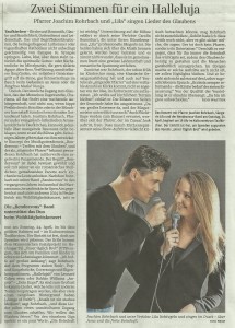 Bericht über Sängerin Lila und den singenden Pfarrer Joachim Rohrbach im Rahmen des Rendezvous-Charity-Konzertes